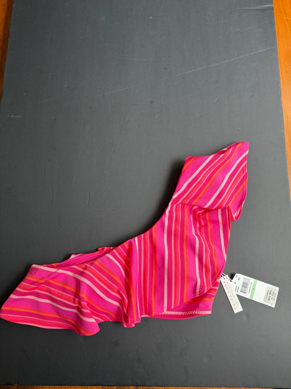 NWT Trina Turk Asymmetrical Bra Bikini Top Pink Sz 8